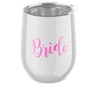 Womens Bride Wine Tumbler - Wine Wedding Gifts for Her - Drink Wine Gin (White)