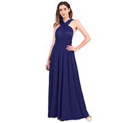 Womens Bridesmaid Elegant Convertible Transformer Infinity Multi Way Wrap Solid Color Cocktail Dress Off Shoulder V Neck Bandage Long Maxi Dress M Navy Blue 10