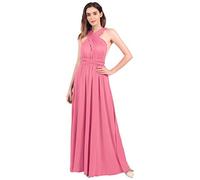 Womens Bridesmaid Elegant Convertible Transformer Infinity Multi Way Wrap Solid Color Cocktail Dress Off Shoulder V Neck Bandage Long Maxi Dress Dusty Pink 12