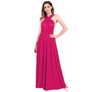 Womens Bridesmaid Elegant Convertible Transformer Infinity Multi Way Wrap Solid Color Cocktail Dress Off Shoulder V Neck Bandage Long Maxi Dress Hot Pink 12