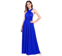 Womens Bridesmaid Elegant Convertible Transformer Infinity Multi Way Wrap Solid Color Cocktail Dress Off Shoulder V Neck Bandage Long Maxi Dress Royal Blue 12