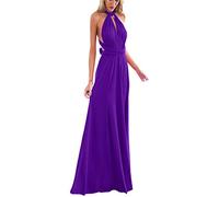 Womens Bridesmaid Elegant Convertible Transformer Infinity Multi Way Wrap Solid Color Cocktail Dress Off Shoulder V Neck Bandage Long Maxi Dress Purple 10