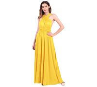 Womens Bridesmaid Elegant Convertible Transformer Infinity Multi Way Wrap Solid Color Cocktail Dress Off Shoulder V Neck Bandage Long Maxi Dress S Yellow 8