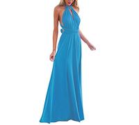 Womens Bridesmaid Elegant Convertible Transformer Infinity Multi Way Wrap Solid Color Cocktail Dress Off Shoulder V Neck Bandage Long Maxi Dress M Blue 10