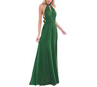 Womens Bridesmaid Elegant Convertible Transformer Infinity Multi Way Wrap Solid Color Cocktail Dress Off Shoulder V Neck Bandage Long Maxi Dress XL Dark Green 14-16