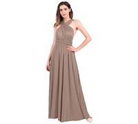 Womens Bridesmaid Elegant Convertible Transformer Infinity Multi Way Wrap Solid Color Cocktail Dress Off Shoulder V Neck Bandage Long Maxi Dress L Nude 12