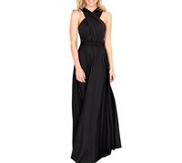 Womens Bridesmaid Elegant Convertible Transformer Infinity Multi Way Wrap Solid Color Cocktail Dress Off Shoulder V Neck Bandage Long Maxi Dress XL Black 14-16