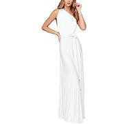 Womens Bridesmaid Elegant Convertible Transformer Infinity Multi Way Wrap Solid Color Cocktail Dress Off Shoulder V Neck Bandage Long Maxi Dress White L