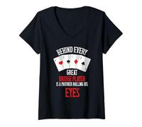 Womens Bridge Card Game Bridge Card Game Player Partner Rolling Eye V-Neck T-Shirt