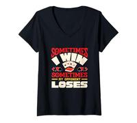 Women's Bridge Card Game Player Sometimes I Win My Opponent Loses V-Neck T-Shirt