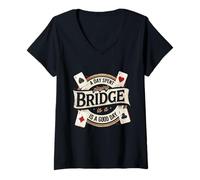 Womens Bridge Player A Day Spend Playing Bridge V-Neck T-Shirt