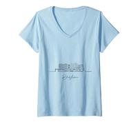 Womens Bridgetown Barbados Skyline North America Travel Souvenirs V-Neck T-Shirt