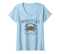 Women's Bridgeville Delaware Crab Town Since 1850 Navy Blue Letters V-Neck T-Shirt