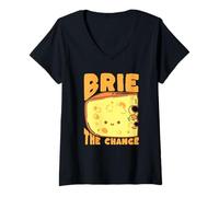 Women's Brie The Chance Funny Cheese Pun Design V-Neck T-Shirt