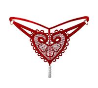 Women's Brief Thongs Underwear Retro Pearl Love Embellished Thong Women's Interesting Ultra Thin Panties Low Waist Beaded Maternity Knickers