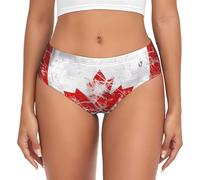 Women's Briefs - No Show Panties/Moisture Wicking Underwear Retro Canada Flag Print Comfortable Breathable Briefs, Black, L