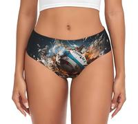 Women's Briefs - No Show Panties/Moisture Wicking Underwear Rugby on Fire Print Comfortable Breathable Briefs, Black, XS