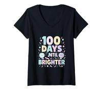 Womens Brighter Days Ahead 100 School Celebration V-Neck T-Shirt