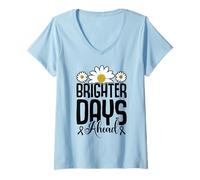 Womens Brighter Days Ahead - Lung Cancer Awareness V-Neck T-Shirt