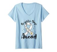 Womens Brighter Days Ahead - Lung Cancer Awareness V-Neck T-Shirt