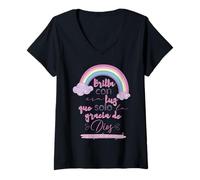 Womens Brilla con esa luz que solo la gracia de Dios es capaz V-Neck T-Shirt
