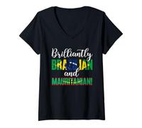Womens Brilliantly Brazilian and Mauritanian Mixed Nationalities V-Neck T-Shirt