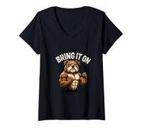 Womens Bring It On Bulldog Strength V-Neck T-Shirt