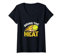 Women's Bring The Heat Softball Fastpitch Windup Pitcher V-Neck T-Shirt