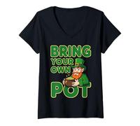 Women's Bring Your Own Pot Leprechaun Coffers V-Neck T-Shirt