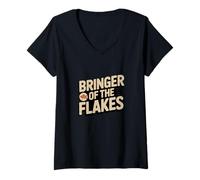 Womens Bringer of The Flakes Fish Keeper Aquarium Life V-Neck T-Shirt