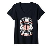 Womens Bringing Babies Safely Into The World Scrub Tech Pride V-Neck T-Shirt