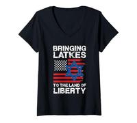 Womens Bringing Latkes to The Land V-Neck T-Shirt