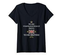 Womens BRITAIN PROUD TO BE BRITISH PATRIOT SUPPORT PROTECT THE FLAG V-Neck T-Shirt