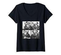 Womens British Bulldogs Musicians Dogs Rock Music Emo Punk Band V-Neck T-Shirt
