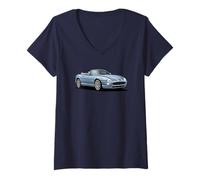 Women's British Classic Sports Car Jaguar XK8 V-Neck T-Shirt