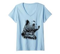 Women's British Columbia Canada Bear Portrait V-Neck T-Shirt