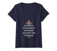 Womens British England Patriot Support Protect Protest The Invasion V-Neck T-Shirt