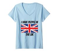 Womens British Flag I Have People in The UK V-Neck T-Shirt
