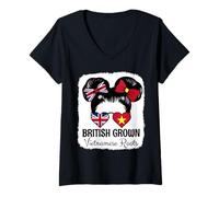 Womens British Grown Vietnamese Roots Girl Britain Vietnam Heritage V-Neck T-Shirt