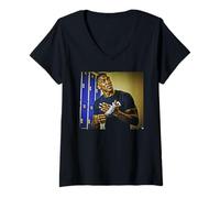 Women's British Heavyweight Boxer Anthony Joshua By Dick Barnatt V-Neck T-Shirt