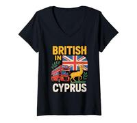 Women's British in Cyprus Expat Mouflon Paphos Larnaca V-Neck T-Shirt