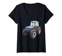 Womens British Leyland 384 Vintage Tractor Classic Agriculture V-Neck T-Shirt