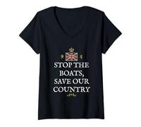 Womens British Patriot Supporter Great Britain Save Our Country UK V-Neck T-Shirt