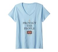 Womens BRITISH PATRIOTS OF BRITAIN SUPPORT PROTECT THE PEOPLE UK V-Neck T-Shirt