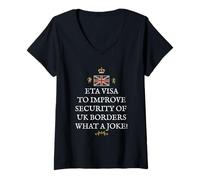 Womens British Patriots Proud Great Britain UK ETA Visa What A Joke V-Neck T-Shirt