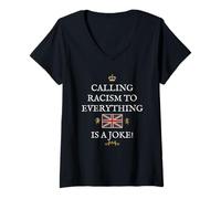 Womens BRITISH PATRIOTS SUPPORT CALLING RACISM TO EVERYTHING A JOKE V-Neck T-Shirt