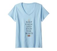 Womens BRITISH PATRIOTS SUPPORT PROTECT BRITAIN STOP THE BOATS UK V-Neck T-Shirt