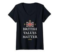 Womens British Patriots Values Matters Proud UK Pride Great Britain V-Neck T-Shirt