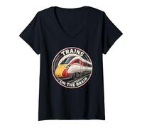 Women's British Rail Azuma High Speed Train - Trains in The Brain V-Neck T-Shirt