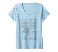 Women's British Railways Type 4 Locomotive Driving Cab Diagram V-Neck T-Shirt